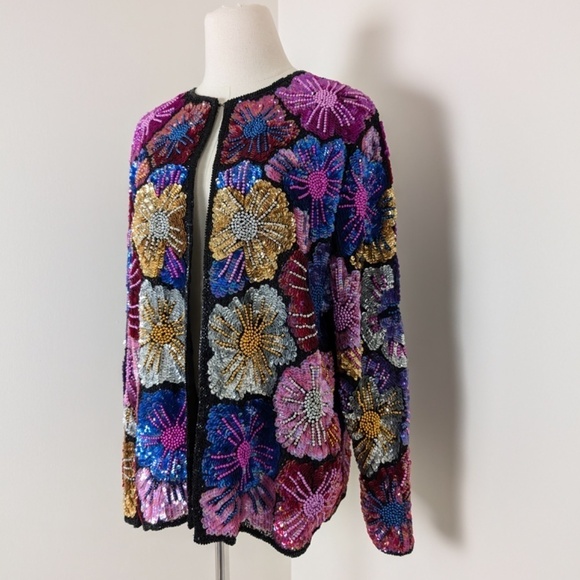 80's Beaded Sequin Cardigan/Jacket - Picture 4 of 13